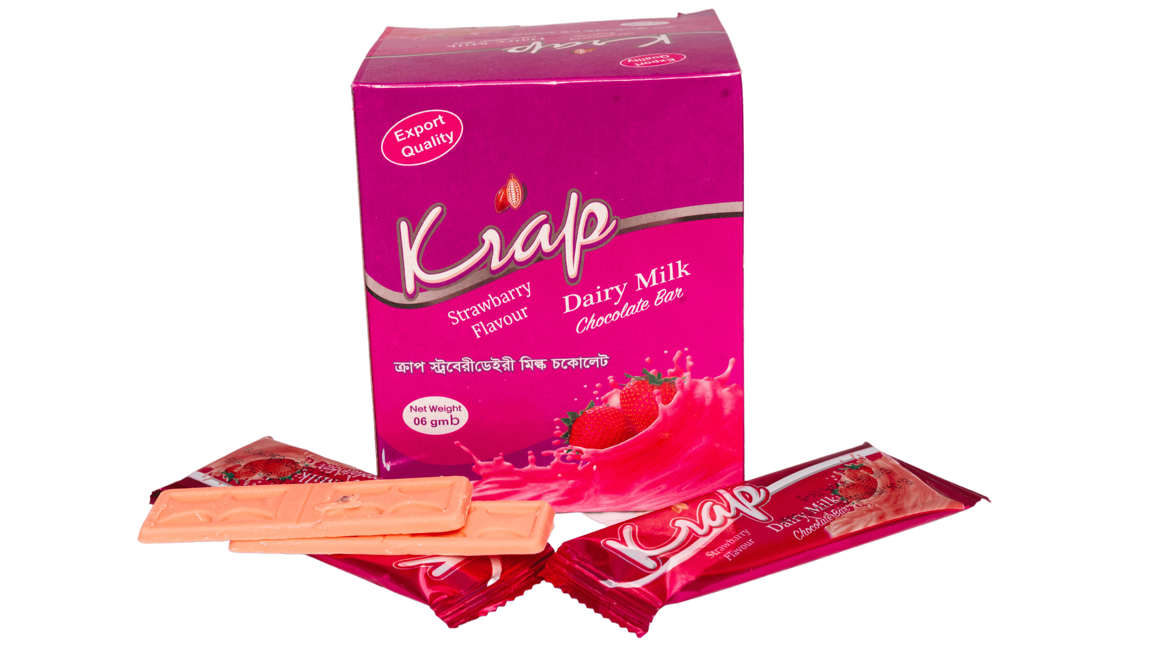 Krap Dairy Milk Chocolate Bar - Strawberry Flavor